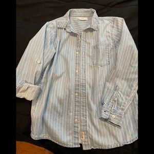 Zara Boys size 10 striped light chambray shirt